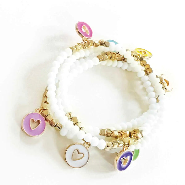 Heart Charm Stack Bracelets